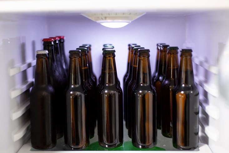 Beer Bottles in a fridge
